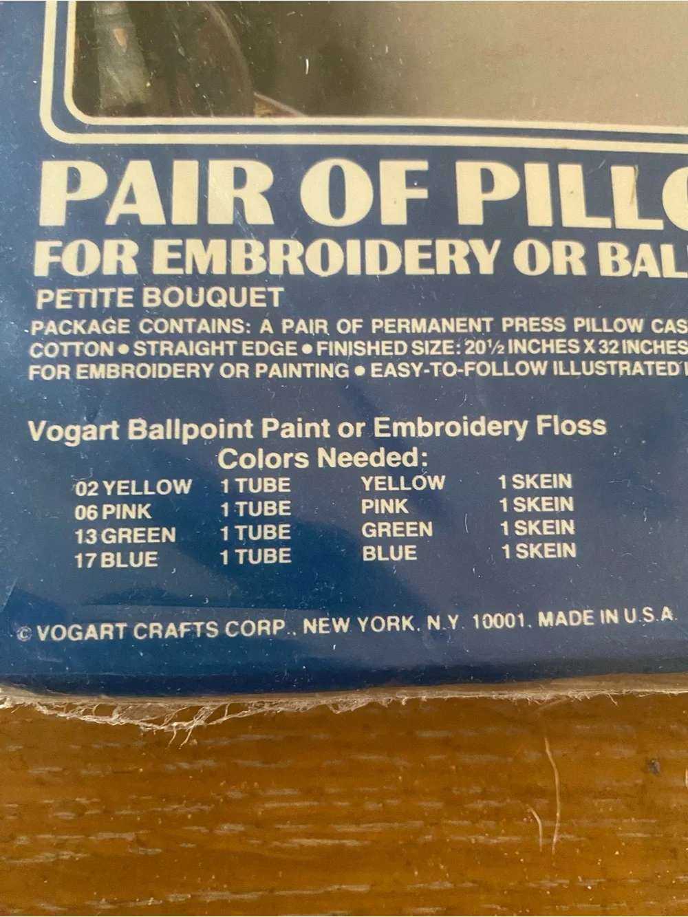 Vogart Crafts Embroidery Pillowcase Pair - White with Blue Text